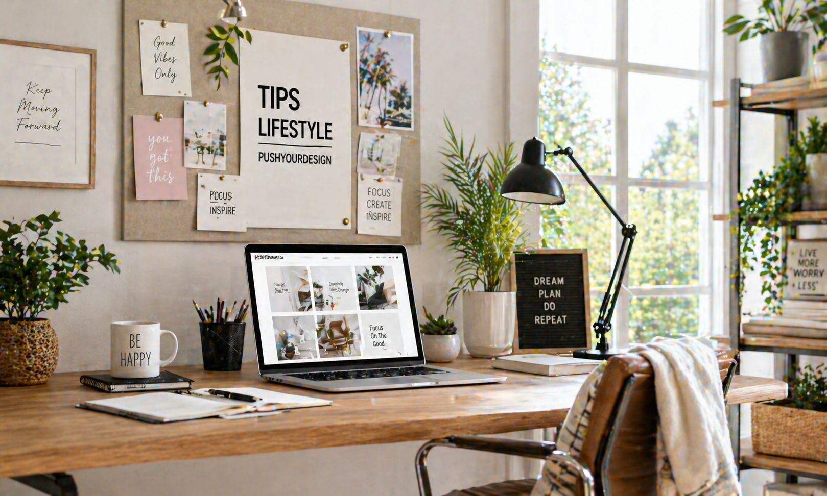 Tips lifestyle pushyourdesign workspace showing creative organization and modern lifestyle elements